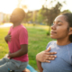 Man and woman breathing in peacefully with no asthma symptoms
